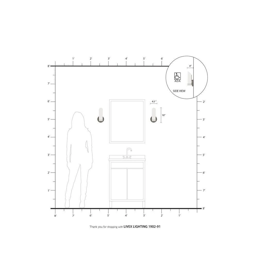 Pelham 1 Light Brushed Nickel Bath Vanity/Wall Sconce by Livex Lighting 4 Pelham 1 Light Brushed Nickel Bath Vanity/Wall Sconce by Livex Lighting - Image 4