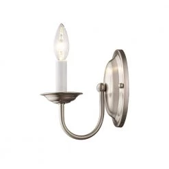Home Basics 1 Light Brushed Nickel Wall Sconce by Livex Lighting 20 Home Basics 1 Light Brushed Nickel Wall Sconce by Livex Lighting -Livex Lighting shop brushed nickel livex lighting wall sconces 4151 91 fa 1000
