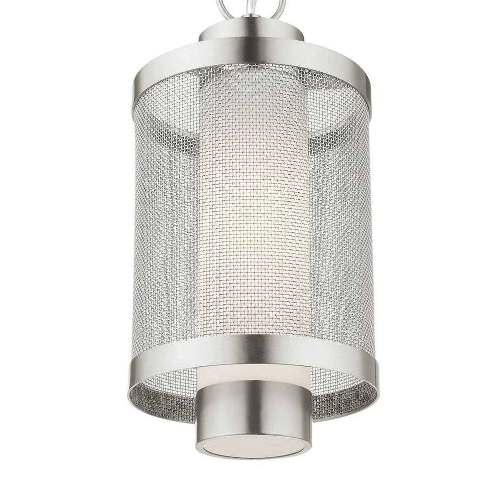 Nottingham 1 Light Brushed Nickel Outdoor Pendant Lantern by Livex Lighting 8 Nottingham 1 Light Brushed Nickel Outdoor Pendant Lantern by Livex Lighting - Image 8