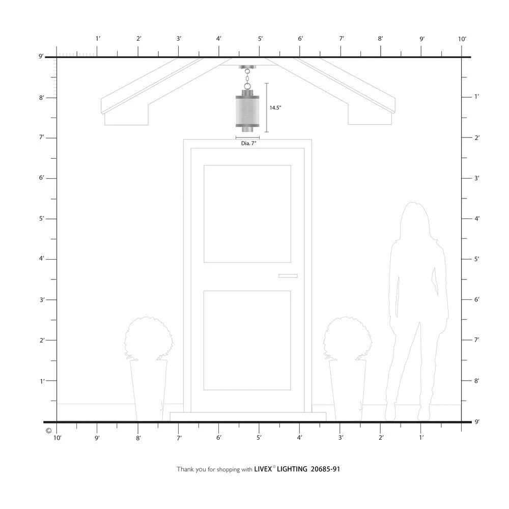 Nottingham 1 Light Brushed Nickel Outdoor Pendant Lantern by Livex Lighting 4 Nottingham 1 Light Brushed Nickel Outdoor Pendant Lantern by Livex Lighting - Image 4