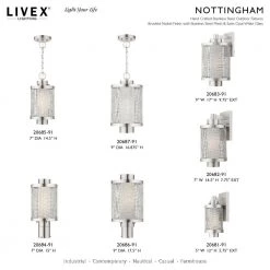 Nottingham 1 Light Brushed Nickel Outdoor Pendant Lantern by Livex Lighting 17 Nottingham 1 Light Brushed Nickel Outdoor Pendant Lantern by Livex Lighting -Livex Lighting shop brushed nickle livex lighting outdoor pendant lights 20685 91 d4 1000