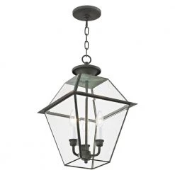 Westover 3 Light Charcoal Outdoor Pendant Lantern by Livex Lighting -Livex Lighting shop charcoal livex lighting outdoor chandeliers 2385 61 1f 1000