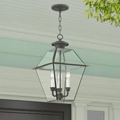 Westover 3 Light Charcoal Outdoor Pendant Lantern by Livex Lighting -Livex Lighting shop charcoal livex lighting outdoor chandeliers 2385 61 76 1000