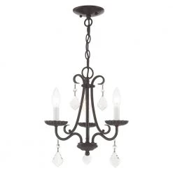 Daphne 3 Light English Bronze Mini Chandelier by Livex Lighting
