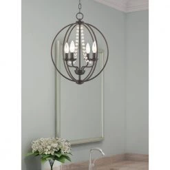 Arabella 4 Light English Bronze Convertible Mini Chandelier/Ceiling Mount by Livex Lighting -Livex Lighting shop english bronze livex lighting chandeliers 40914 92 31 1000