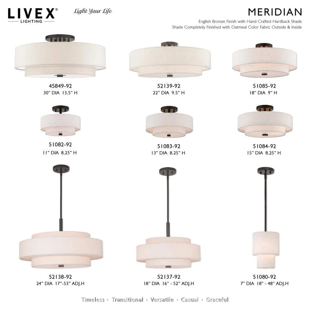 Meridian 6 Light English Bronze Semi Flush Mount by Livex Lighting 9 Meridian 6 Light English Bronze Semi Flush Mount by Livex Lighting - Image 9