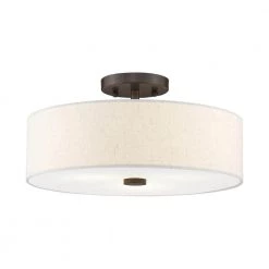 Meridian 3 Light English Bronze Semi Flush Mount by Livex Lighting