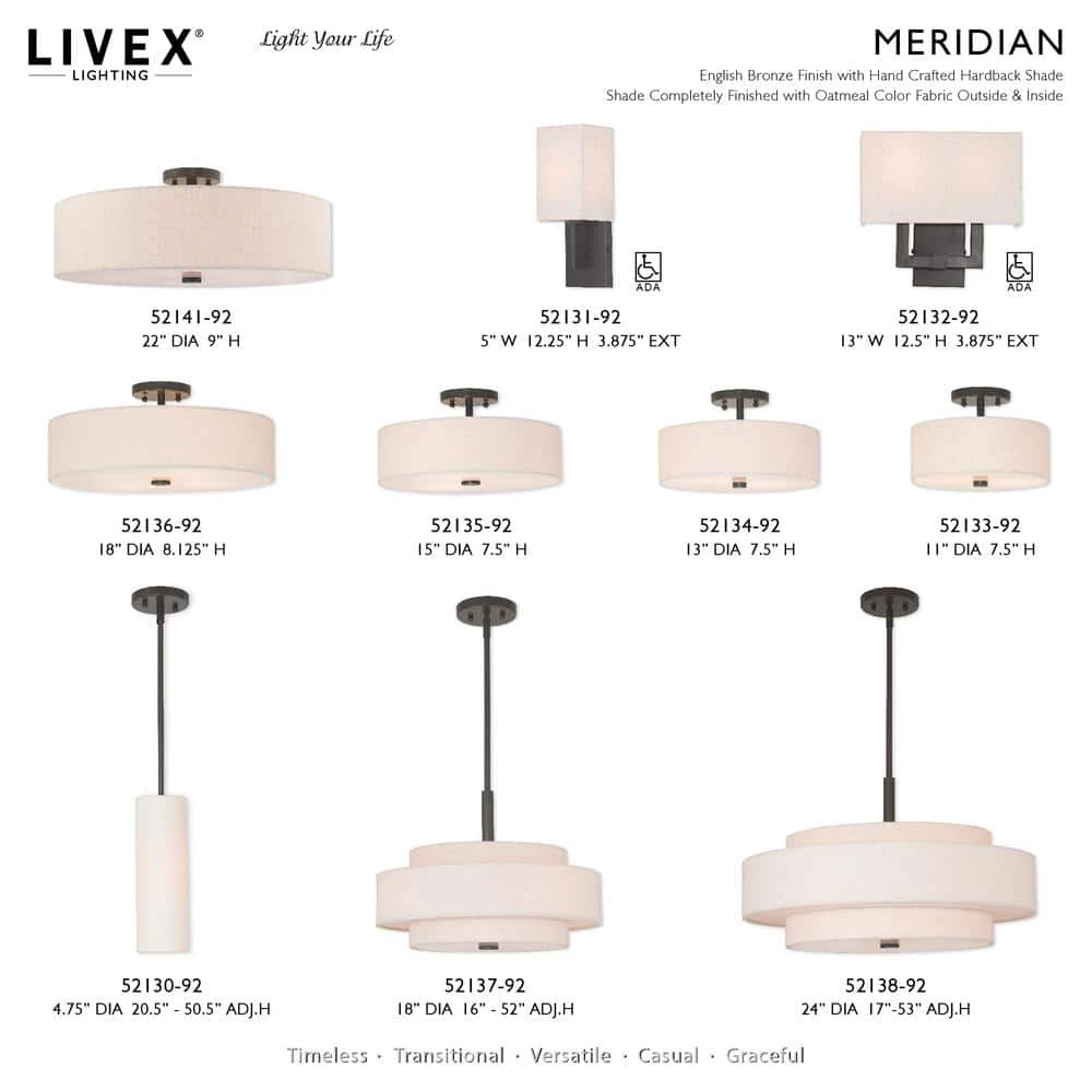 Meridian 4 Light English Bronze Semi Flush Mount by Livex Lighting 10 Meridian 4 Light English Bronze Semi Flush Mount by Livex Lighting - Image 10