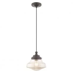 Art Glass Mini Pendants 1 Light English Bronze Mini Pendant by Livex Lighting