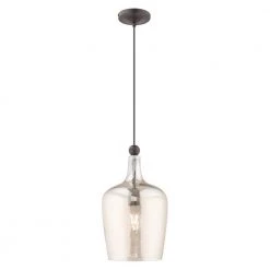 Art Glass Mini Pendants 1 Light English Bronze Mini Pendant by Livex Lighting
