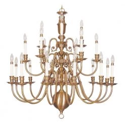 Beacon Hill 21-Light Ceiling Flemish Brass Foyer Chandelier by Livex Lighting