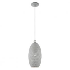 Dublin 1 Light Nordic Gray with Brushed Nickel Accents Pendant by Livex Lighting 20 Dublin 1 Light Nordic Gray with Brushed Nickel Accents Pendant by Livex Lighting -Livex Lighting shop nordic gray livex lighting chandeliers 49101 80 1f 1000