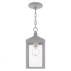 Nyack Small 1-Light Nordic Gray Outdoor Pendant Lantern by Livex Lighting -Livex Lighting shop nordic gray livex lighting outdoor pendant lights 20591 80 76 1000