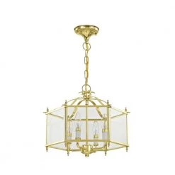 Livingston 4 Light Polished Brass Convertible Pendant/Ceiling Mount by Livex Lighting -Livex Lighting shop polished brass livex lighting chandeliers 4398 02 44 1000