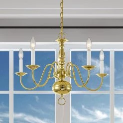 Williamsburgh 5 Light Polished Brass Chandelier by Livex Lighting -Livex Lighting shop polished brass livex lighting chandeliers 5005 02 1d 1000