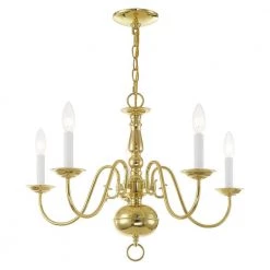 Williamsburgh 5 Light Polished Brass Chandelier by Livex Lighting -Livex Lighting shop polished brass livex lighting chandeliers 5005 02 4f 1000