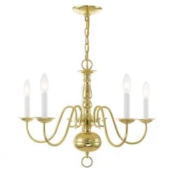 Williamsburgh 5 Light Polished Brass Chandelier by Livex Lighting