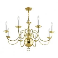 Williamsburgh 8 Light Polished Brass Chandelier by Livex Lighting -Livex Lighting shop polished brass livex lighting chandeliers 5007 02 1f 1000