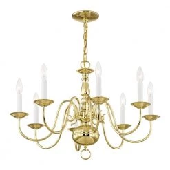 Williamsburgh 8-Light Polished Brass Chandelier by Livex Lighting -Livex Lighting shop polished brass livex lighting chandeliers 5008 02 1f 1000