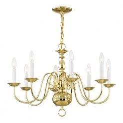 Williamsburgh 8-Light Polished Brass Chandelier by Livex Lighting -Livex Lighting shop polished brass livex lighting chandeliers 5008 02 4f 1000