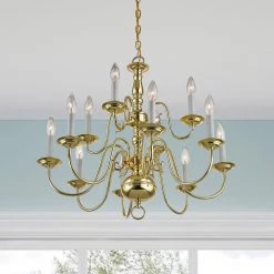 Williamsburgh 12 Light Polished Brass Chandelier by Livex Lighting -Livex Lighting shop polished brass livex lighting chandeliers 5012 02 1d 1000