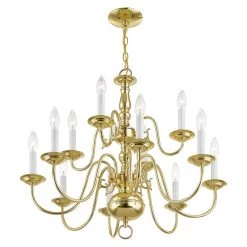 Williamsburgh 12 Light Polished Brass Chandelier by Livex Lighting
