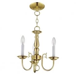 Williamsburgh 3 Light Polished Brass Mini Chandelier by Livex Lighting -Livex Lighting shop polished brass livex lighting chandeliers 5013 02 1f 1000