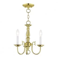 Williamsburgh 3 Light Polished Brass Mini Chandelier by Livex Lighting