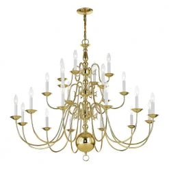 Williamsburgh 22-Light Polished Brass Grande Foyer Chandelier by Livex Lighting -Livex Lighting shop polished brass livex lighting chandeliers 5015 02 1f 1000