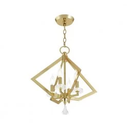 Diamond 4 Light Polished Brass Mini Chandelier by Livex Lighting -Livex Lighting shop polished brass livex lighting chandeliers 50664 02 1f 1000
