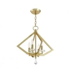 Diamond 4 Light Polished Brass Mini Chandelier by Livex Lighting -Livex Lighting shop polished brass livex lighting chandeliers 50664 02 4f 1000