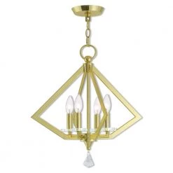 Diamond 4 Light Polished Brass Mini Chandelier by Livex Lighting