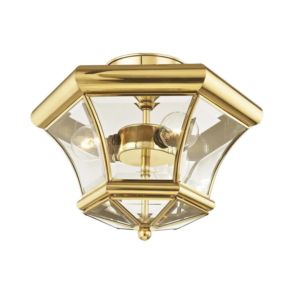 Monterey 3 Light Polished Brass Semi Flush Mount by Livex Lighting 4 Monterey 3 Light Polished Brass Semi Flush Mount by Livex Lighting - Image 4