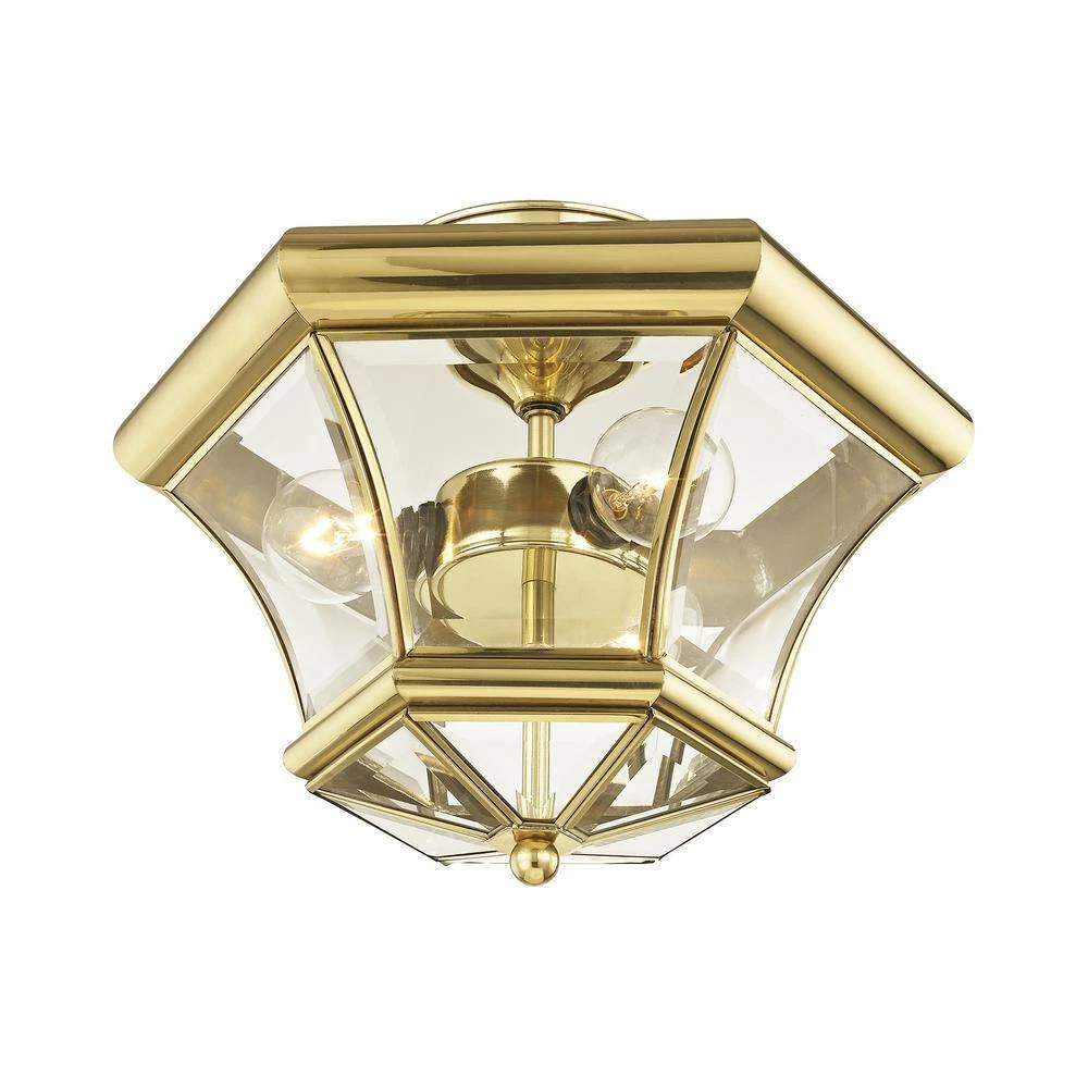 Monterey 3 Light Polished Brass Semi Flush Mount by Livex Lighting 3 Monterey 3 Light Polished Brass Semi Flush Mount by Livex Lighting - Image 3