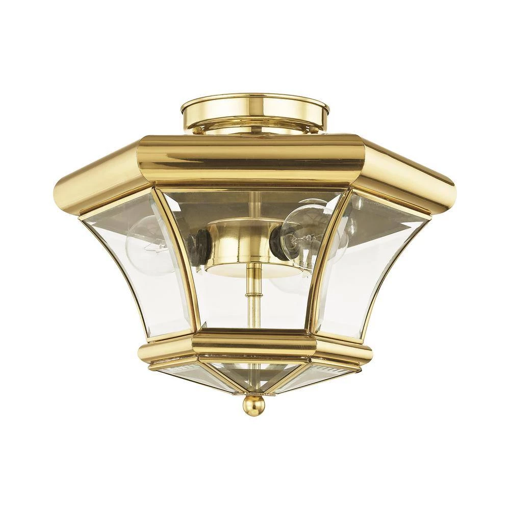 Monterey 3 Light Polished Brass Semi Flush Mount by Livex Lighting 2 Monterey 3 Light Polished Brass Semi Flush Mount by Livex Lighting - Image 2