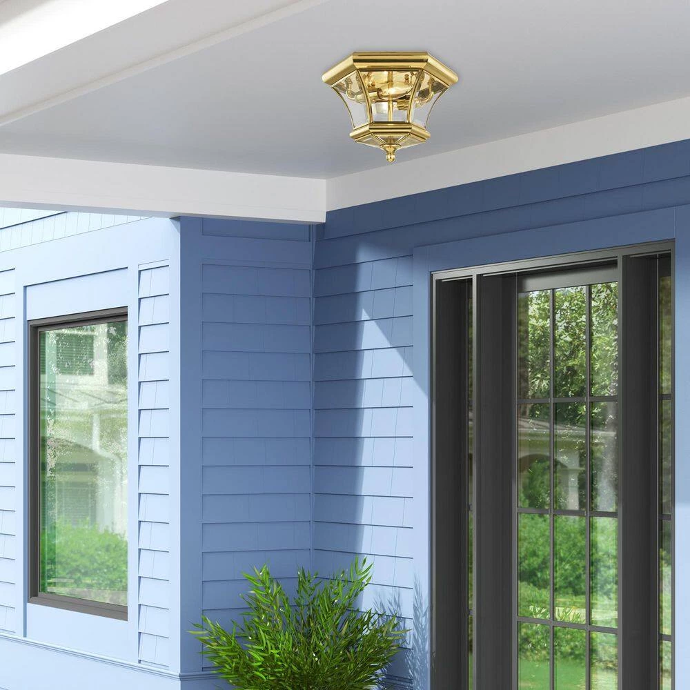 Monterey/Georgetown 2 Light Polished Brass Outdoor Flush Mount by Livex Lighting 3 Monterey/Georgetown 2 Light Polished Brass Outdoor Flush Mount by Livex Lighting - Image 3