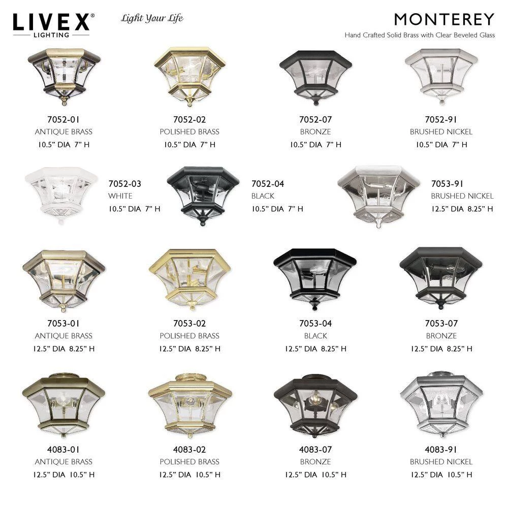 Monterey/Georgetown 2 Light Polished Brass Outdoor Flush Mount by Livex Lighting 9 Monterey/Georgetown 2 Light Polished Brass Outdoor Flush Mount by Livex Lighting - Image 9