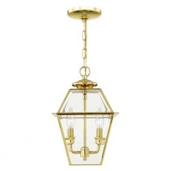 Westover 2 Light Polished Brass Outdoor Pendant Lantern by Livex Lighting -Livex Lighting shop polished brass livex lighting outdoor pendant lights 2285 02 44 1000