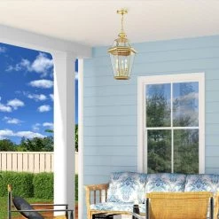 Georgetown 3 Light Polished Brass Outdoor Pendant Lantern by Livex Lighting -Livex Lighting shop polished brass livex lighting outdoor pendant lights 2365 02 1d 1000