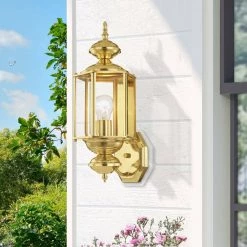 Outdoor Basics 1 Light Polished Brass Outdoor Wall Sconce by Livex Lighting -Livex Lighting shop polished brass livex lighting outdoor sconces 2006 02 1d 1000