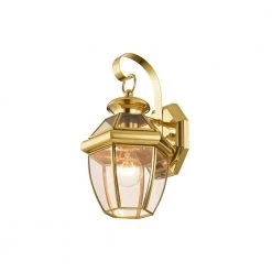 Monterey 12.5 in. 1-Light Solid Polished Brass Outdoor Wall Lantern Sconce by Livex Lighting -Livex Lighting shop polished brass livex lighting outdoor sconces 2051 02 4f 1000