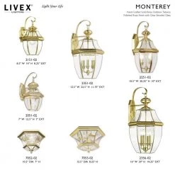 Monterey 12.5 in. 1-Light Solid Polished Brass Outdoor Wall Lantern Sconce by Livex Lighting -Livex Lighting shop polished brass livex lighting outdoor sconces 2051 02 d4 1000