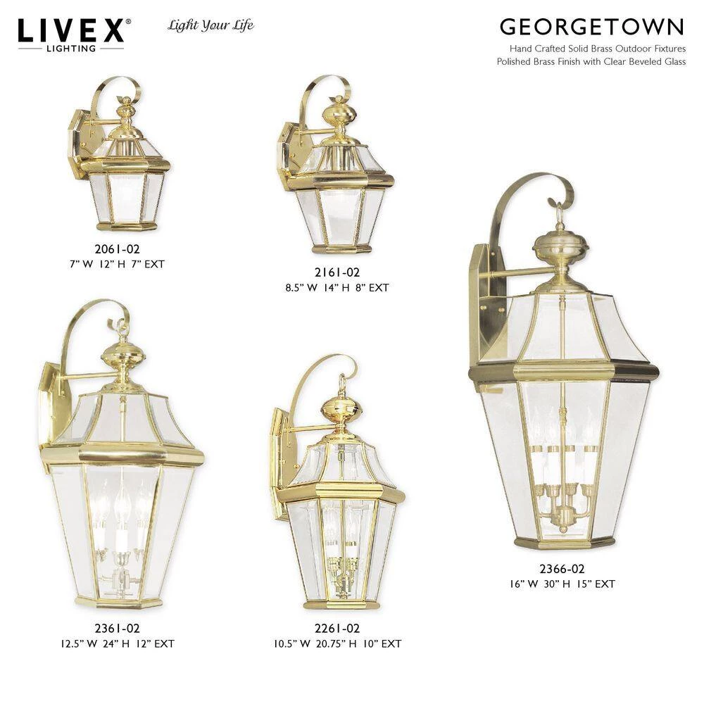 Wall-Mount 1-Light Polished Brass Outdoor Incandescent Wall Lantern Sconce by Livex Lighting 8 Wall-Mount 1-Light Polished Brass Outdoor Incandescent Wall Lantern Sconce by Livex Lighting - Image 8