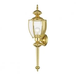 Outdoor Basics 1 Light Polished Brass Outdoor Wall Sconce by Livex Lighting -Livex Lighting shop polished brass livex lighting outdoor sconces 2112 02 c3 1000