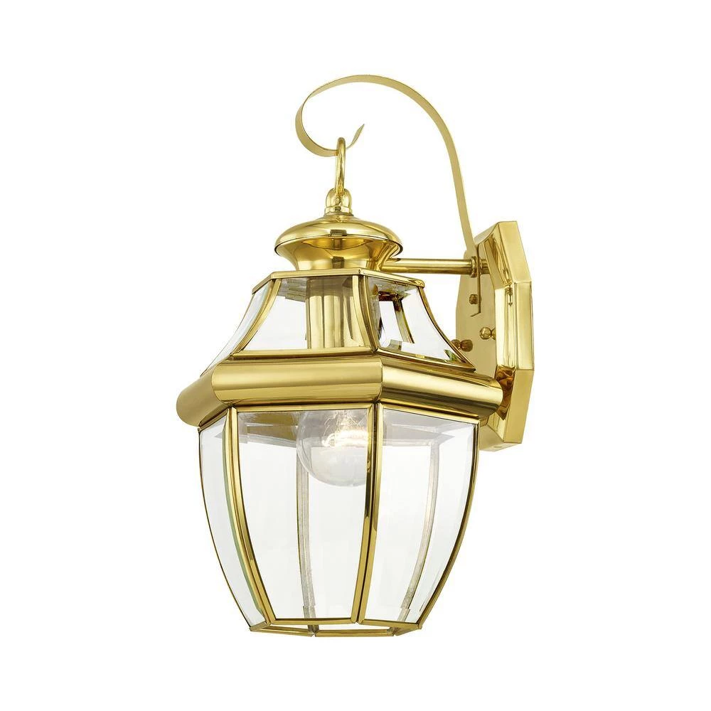 Monterey 1 Light Polished Brass Outdoor Wall Sconce by Livex Lighting 8 Monterey 1 Light Polished Brass Outdoor Wall Sconce by Livex Lighting - Image 8