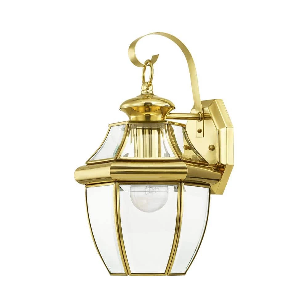 Monterey 1 Light Polished Brass Outdoor Wall Sconce by Livex Lighting 5 Monterey 1 Light Polished Brass Outdoor Wall Sconce by Livex Lighting - Image 5