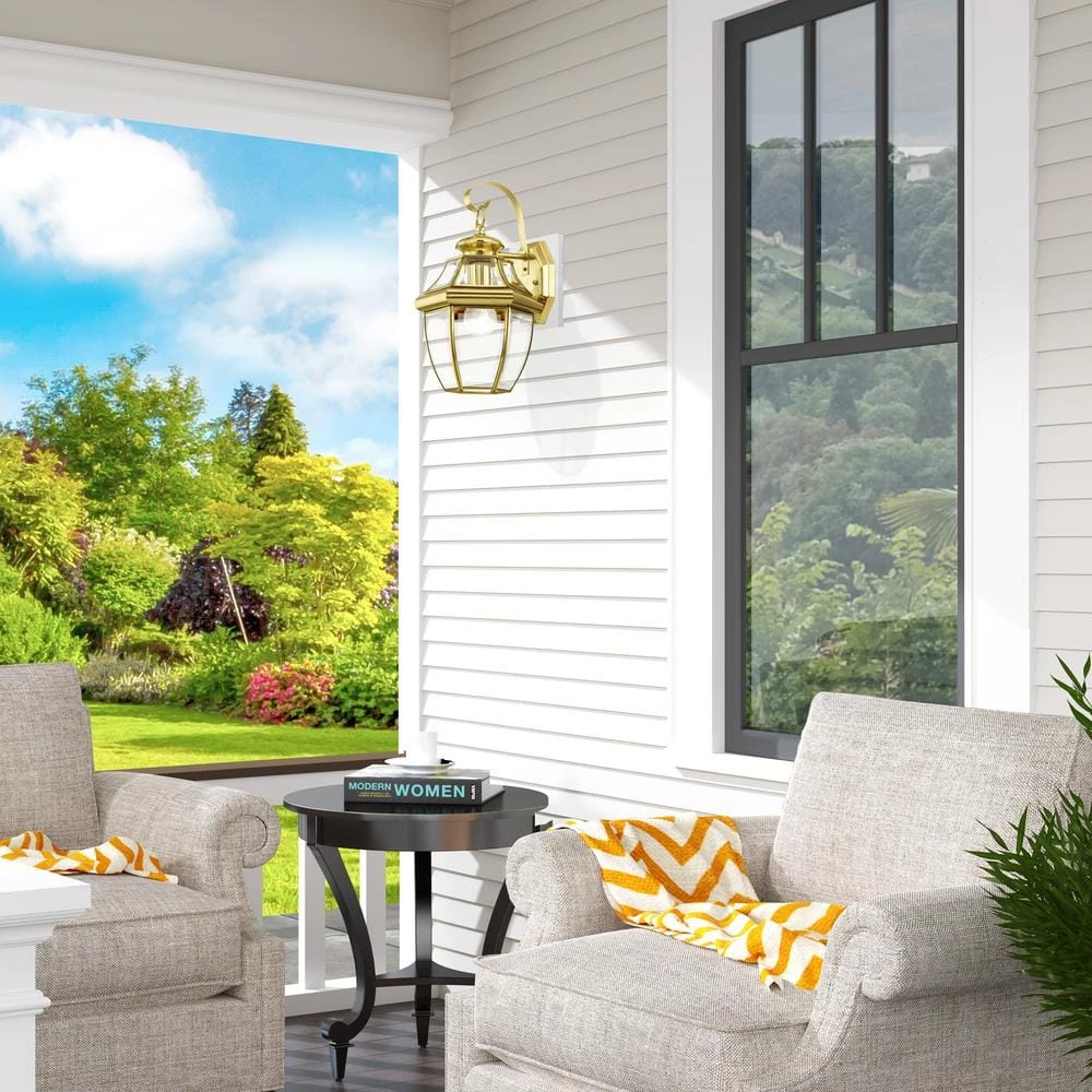 Monterey 1 Light Polished Brass Outdoor Wall Sconce by Livex Lighting 10 Monterey 1 Light Polished Brass Outdoor Wall Sconce by Livex Lighting - Image 10