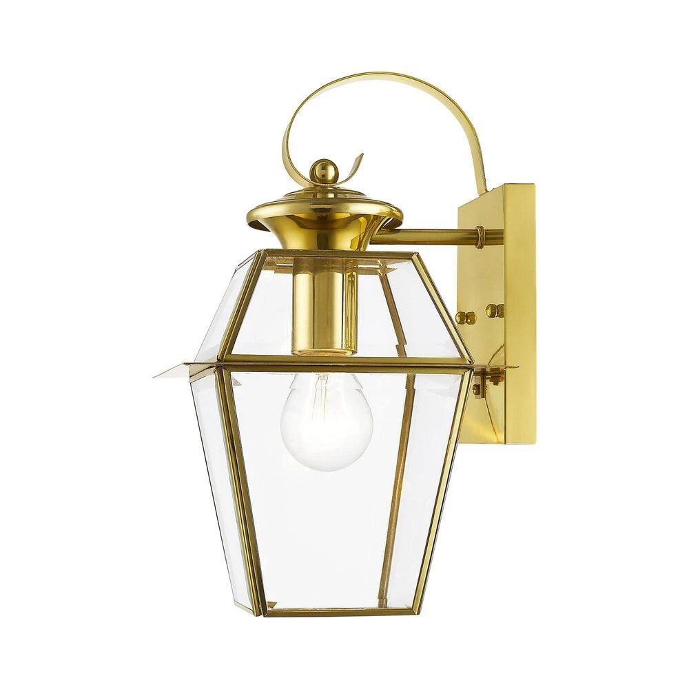 Westover 1 Light Polished Brass Outdoor Wall Sconce by Livex Lighting 8 Westover 1 Light Polished Brass Outdoor Wall Sconce by Livex Lighting - Image 8