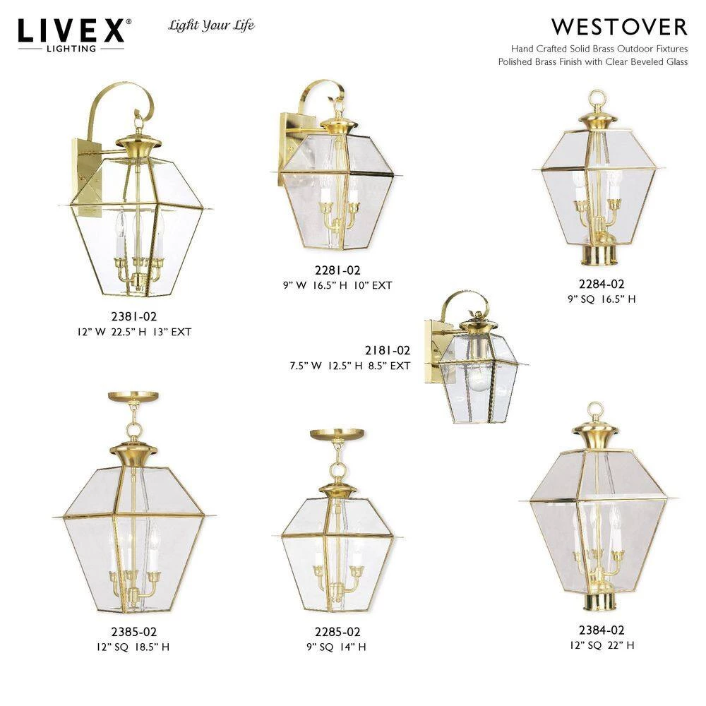 Westover 1 Light Polished Brass Outdoor Wall Sconce by Livex Lighting 10 Westover 1 Light Polished Brass Outdoor Wall Sconce by Livex Lighting - Image 10