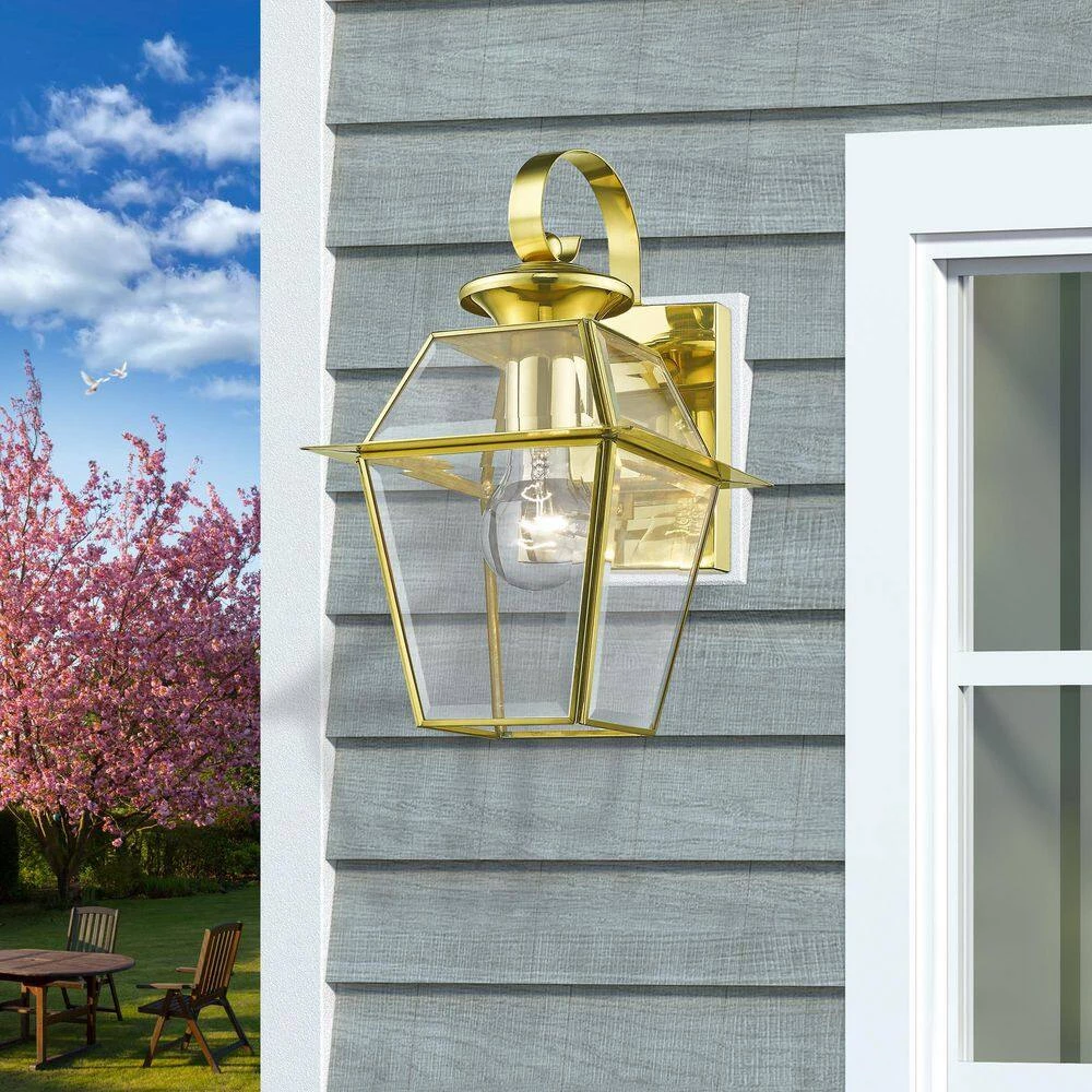 Westover 1 Light Polished Brass Outdoor Wall Sconce by Livex Lighting 2 Westover 1 Light Polished Brass Outdoor Wall Sconce by Livex Lighting - Image 2